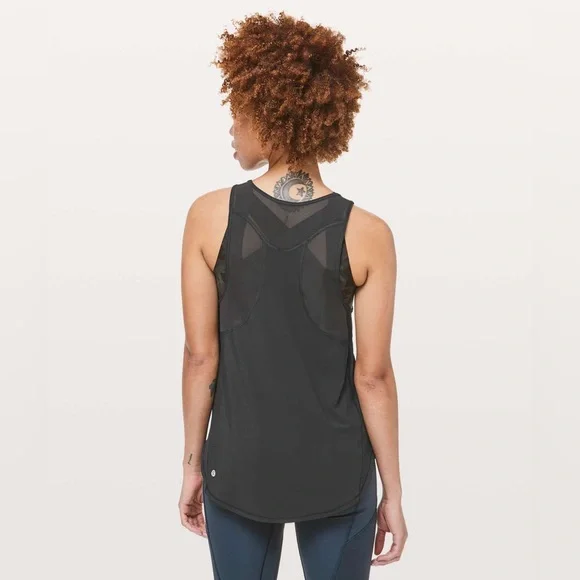 Lululemon Sculpt Tank II Black Mesh Running Activewear Gym Workout Yoga Train