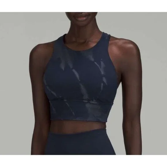 Lululemon Wunder Train Longline Bra Fade Sz 6 Medium Support C/D Cup Navy