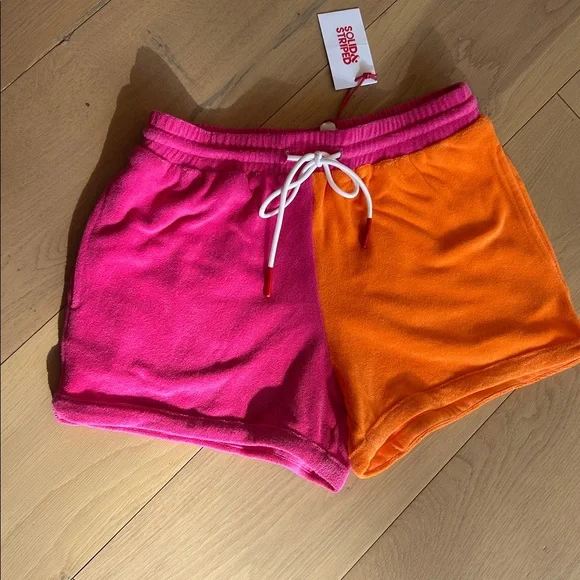 SOLID & STRIPED  Charlie pink and orange shorts