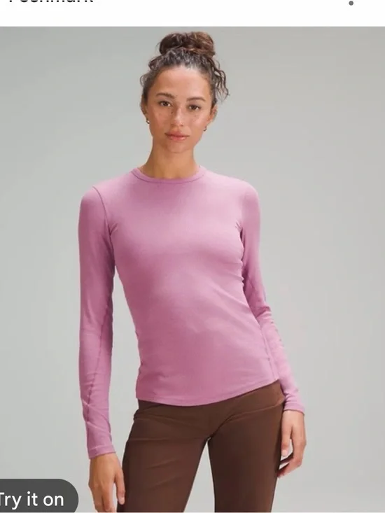 Lululemon Long-Sleeve Crewneck Top in Dusty Pink