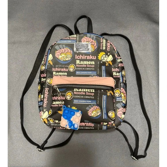 Naruto Shippuden Ichiraku Ramen Mini Backpack Bioworld Anime Faux Leather Black