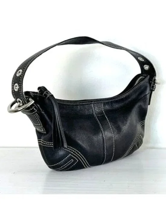VTG Coach Soho Mini Hobo Black Leather Shoulder Bag Purse Authentic 1310 EUC