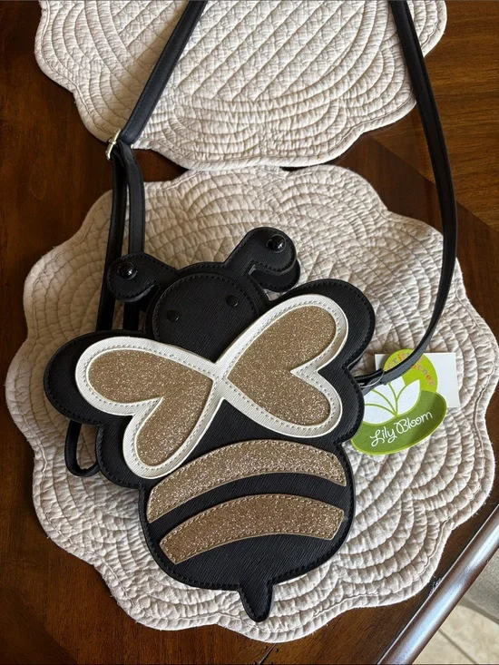 Lily Bloom Black and Gold Glitter Bee Kids Crossbody