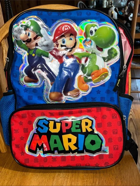 Super Mario Kids Backpack in Blue, Red and Green - Official Nintendo