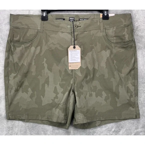 NWT prAna Women's Halle Short Plus II Size 20/07‎ Green Camo MSRP $69