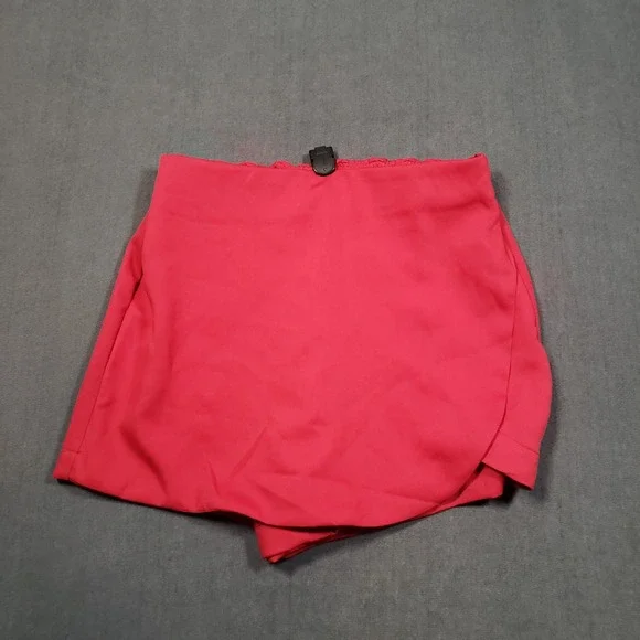 Japna Skort Womens Medium Red Wrap Front Elastic Back Side‎ Zip Short Skirt
