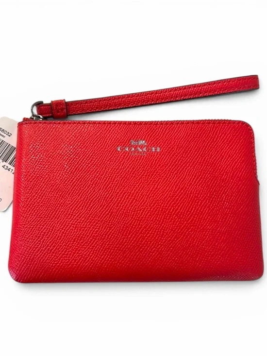 COACH Corner Zip Wristlet in Bright Poppy New with Tags