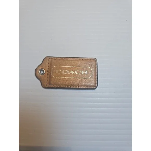 COACH Tan Brown Leather Vintage Style Replacement Hang Tag Charm Purse Handbag‎