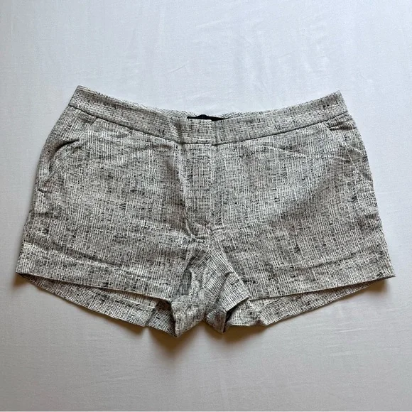 JENNI KAYNE‎ tan grey beige tweed high rise shorts