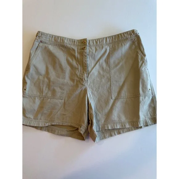 Lauren Ralph Lauren Khaki Chino Shorts‎ Tan Cotton Utility Grommet Pocket 16