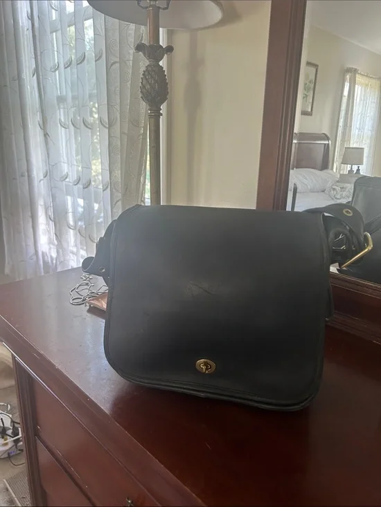 Vintage Classic Navy Leather Stewardess  Shoulder Bag