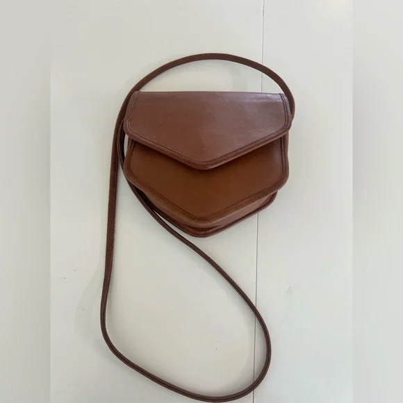 Coach Vintage Megan Tan Leather Flap Front‎ Geometric Crossbody Bag