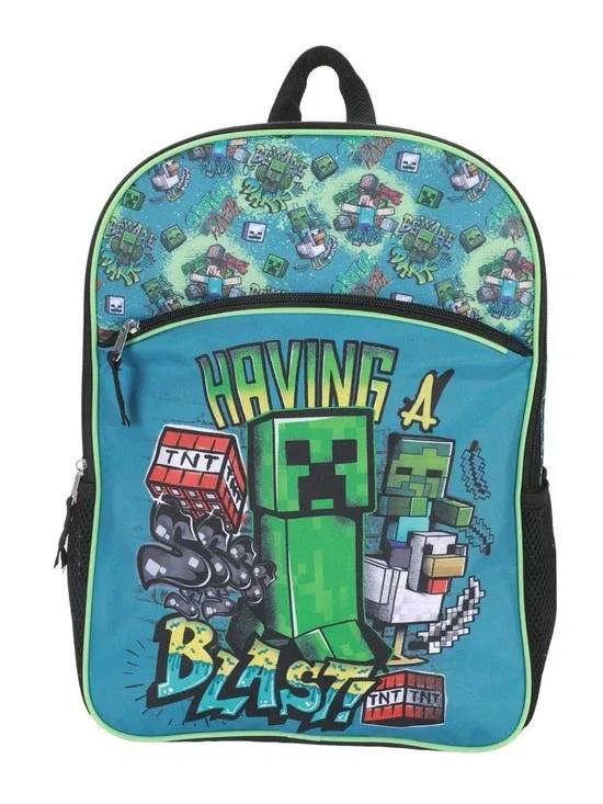 Kids Blue Minecraft-Inspired 'Having a Blast' Backpack T6
