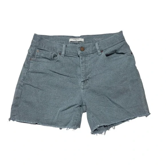 Fidelity Denim‎ Malibu Short Girlfriend Cut Green Size 28 Cutoff Hem