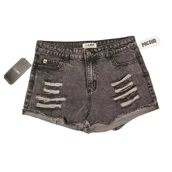 Lira Light Black Denim Shorts Size 9 Distressed Western CRTV SCTV NEW w TAGS NWT