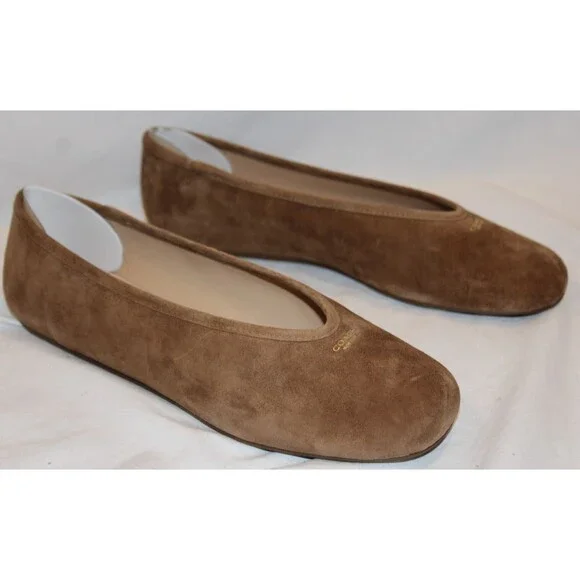 COACH WOMEN'S HOUSTON SUEDE BALLET LOAFERS COCONUT BROWN NIB‎