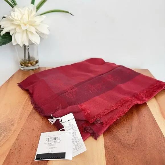 NWT Coach Horse And Carriage Print Border Oversized‎ Square Scarf