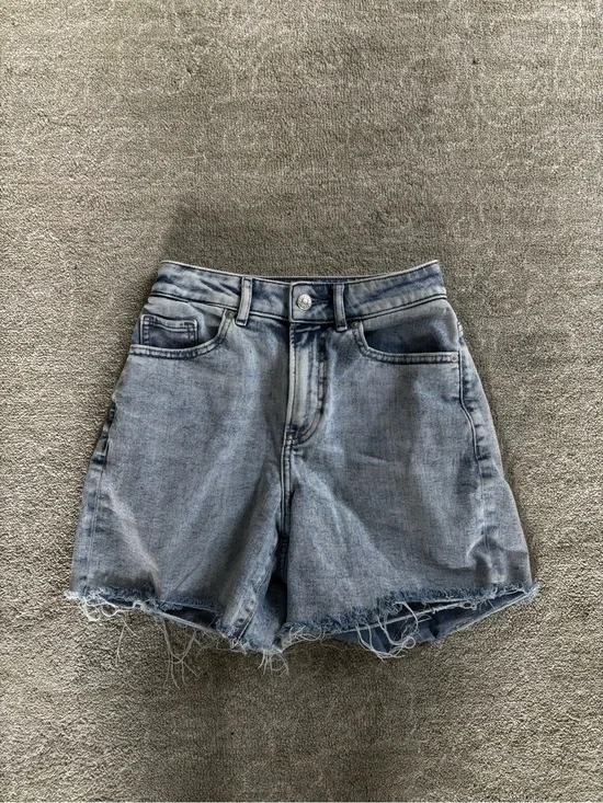 Express Curvy Midi High-Rise Jean Shorts
