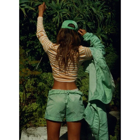 NWT Sporty & Rich Good Health Nylon Women’s Short Thyme/White L Lounge Relaxed