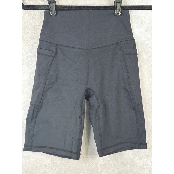 NWT SUNZEL Black High Waisted Biker Shorts w Pockets 7