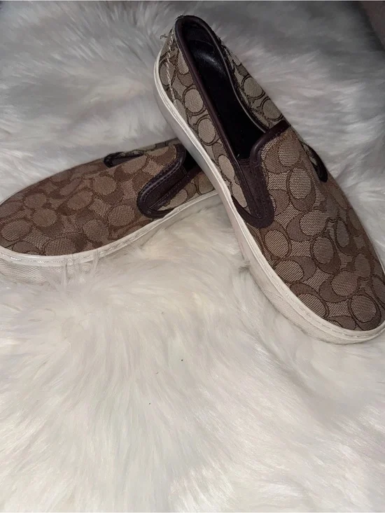 Coach Brown Monogram Slip-On Shoes