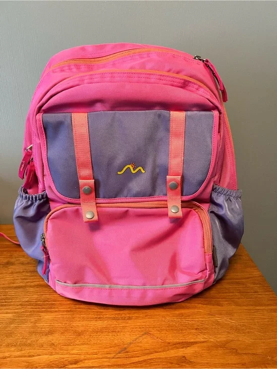 Kids Pink and Purple School Backpack with Front Organizer