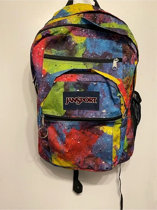 JanSport Unisex Kids Galaxy Print Polyester Backpack Mesh Side Pocket Zipp