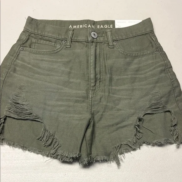 American Eagle Outfitters Green Distressed Jean Shorts