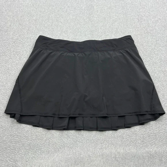 Lululemon Pace Setter Skirt Womens 12 Black Pleated Back Athletic Skort W8210R