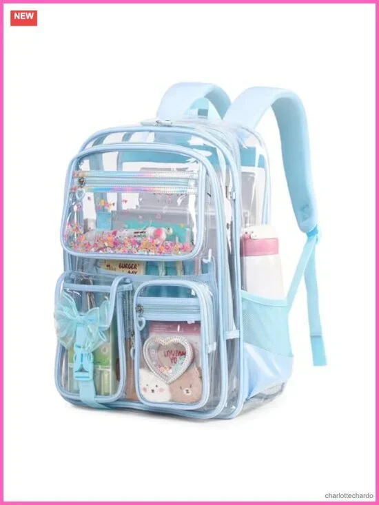 Clear Backpack for Girls, Heavy Duty Transparent Bookbag for Stadium Events &
