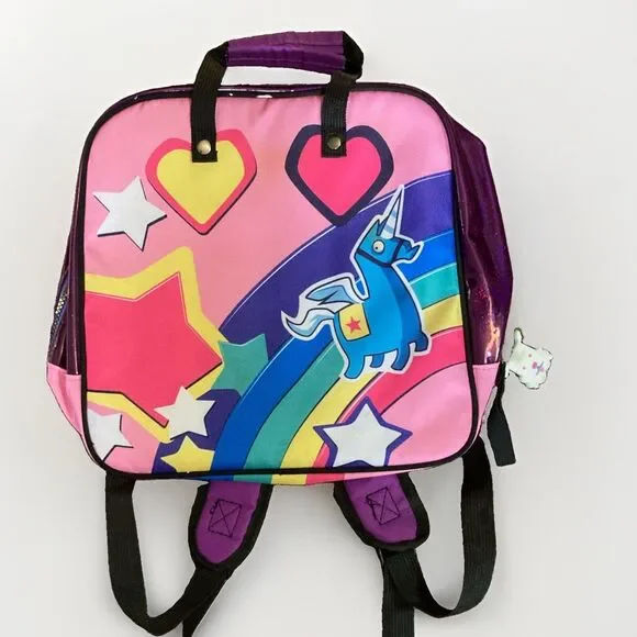 Fortnite Loot Llama Purple Sparkle Backpack / Overnight Bag Unicorn 2018 SPIRIT