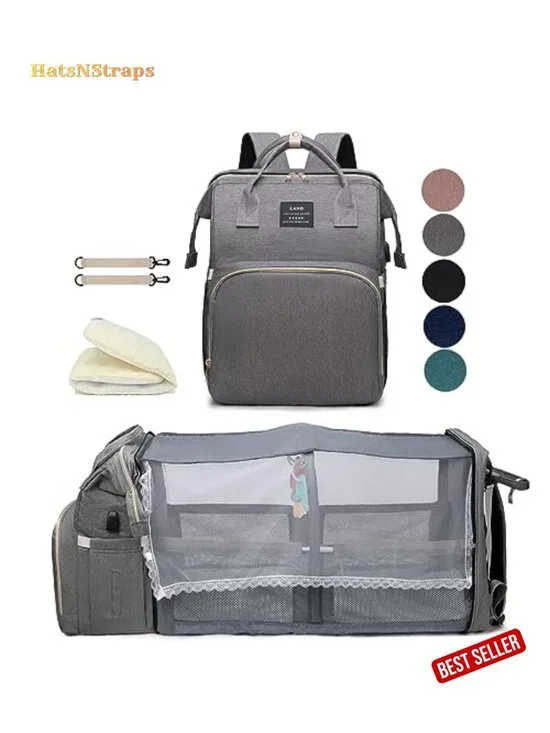 Large Diaper Bag Backpack with Changing Station, 25L Capacity, USB Port,