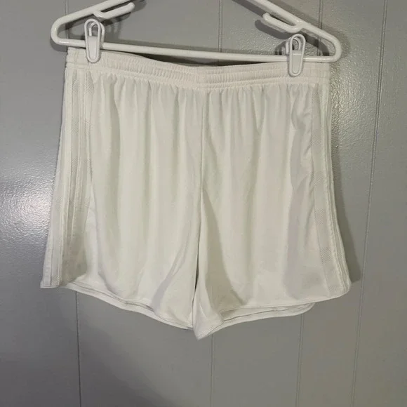 Adidas Climacool Soccer Shorts Womens Large White‎ 3-Stripe Athletic Mesh