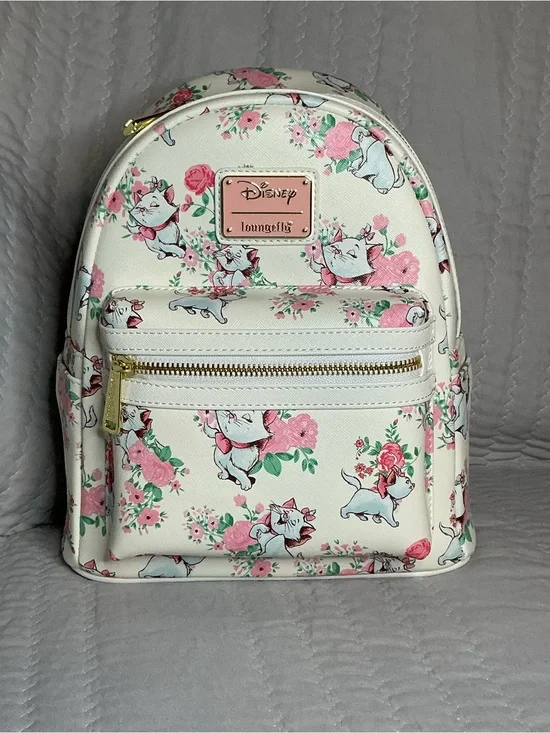 Loungefly White & Pink Marie Floral Mini Backpack