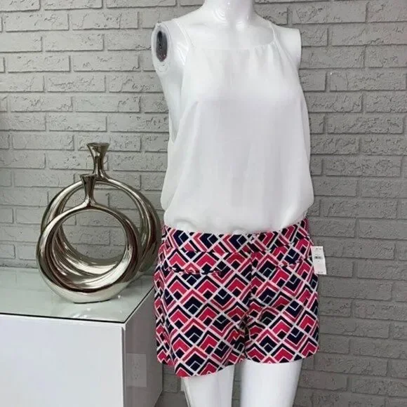 Gap Women Pink Blue White Clean Front Shorts Size 6
