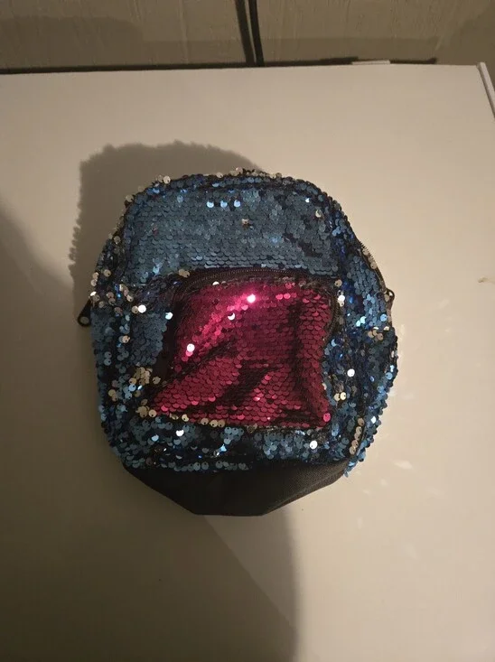 Sequin Reversible Mini Backpack - Blue & Hot Pink Bicycle Bag