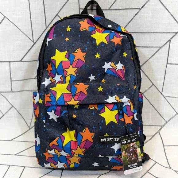 Two Left Feet Backpack Kids Small Black Star Power Galaxy Padded Tech Pod NWT