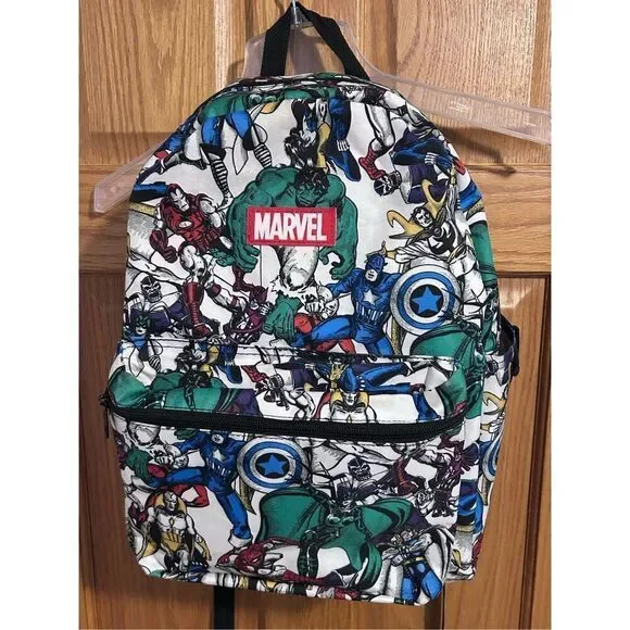 Marvel Comic Book Print Backpack Superhero Bag Adjustable Straps