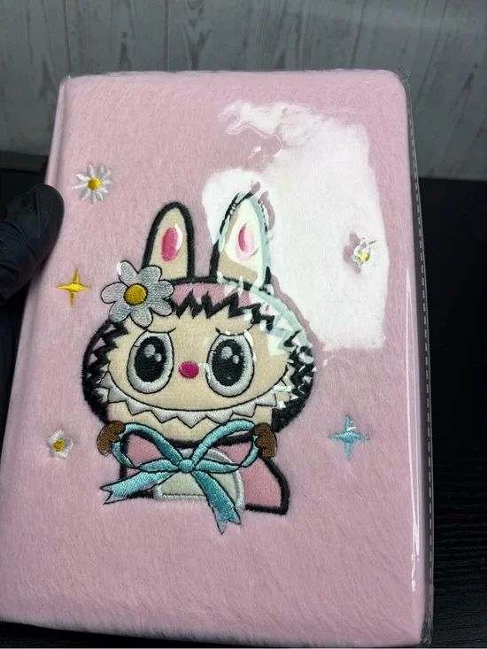 New Cute Pink Plush LABUBU Journal/Notebook with Embroidered Character