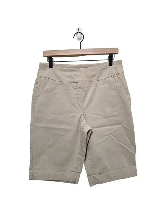 Westbound Petites Tan Stretch Rayon Blend Bermuda Shorts Sz 14P