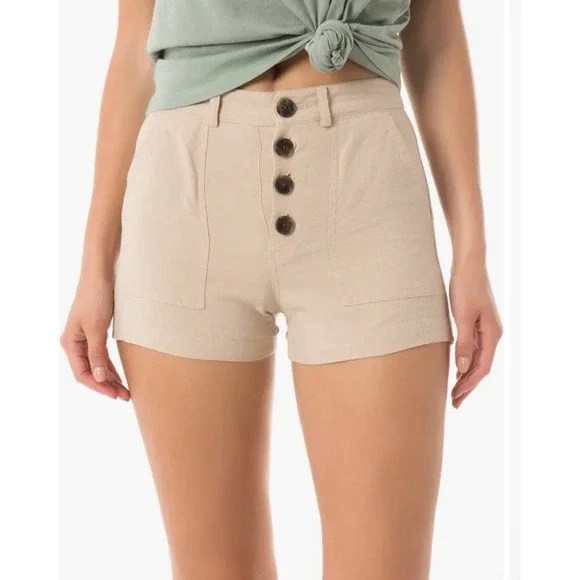 NWT O'Neill Summer Palm Women's Walk Shorts Size 29 Linen‎ Blend High Waist