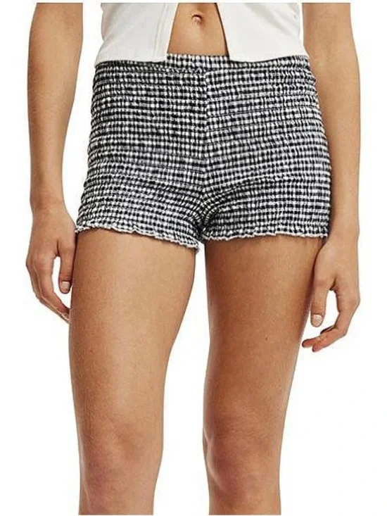 ◾️▫️Cotton On Billie Black & White Gingham Bloomer Smocked Shirred‎ Shorts ▫️◾️