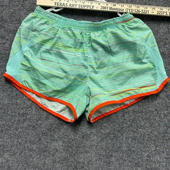 Unknown Shorts Womens Size S Teal Orange Striped Athletic Running Mesh Gym