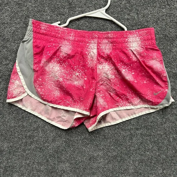 Nike Shorts Womens Size M Pink Splatter Dri-Fit Running Athletic Mesh Trim 17317