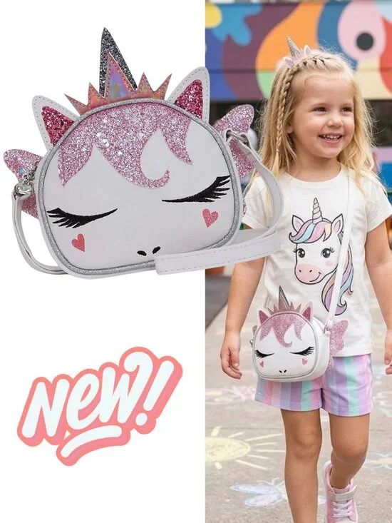 White Pink Miss Gwen Unicorn Sparkle Sequin Accent Crossbody Handbag NWT NEW