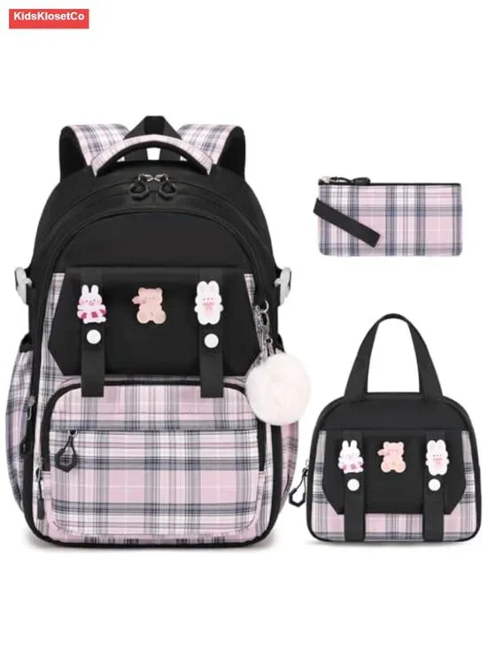 Kids Backpack Set with Lunch Bag Pencil Case Waterproof Nylon