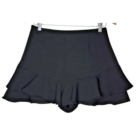ZARA Women's Black RUFFLED SKORT Polyester Mini Waist‎ 28