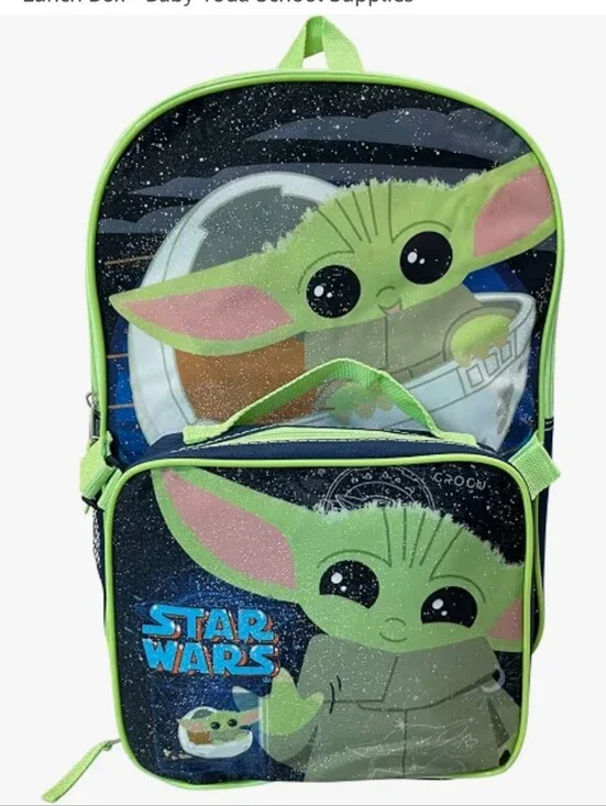 Baby Yoda/Groto The Mandalorian 15 Inch Kids Backpack With Removable Lunch Box