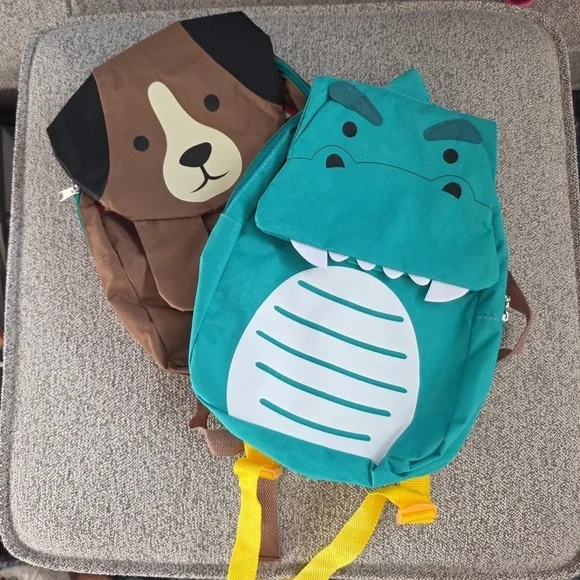 Lot of 2 Kids Small Backpacks - Dinosaur and Dog