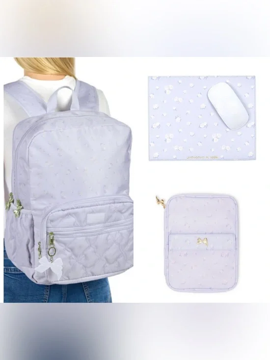 LoveShackFancy Yoobi Everblooming Rosettes Ditsy Backpack Set Mousepad, Tech bag